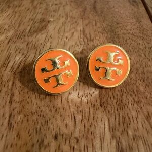 Tory Burch Orange and Gold Earrings